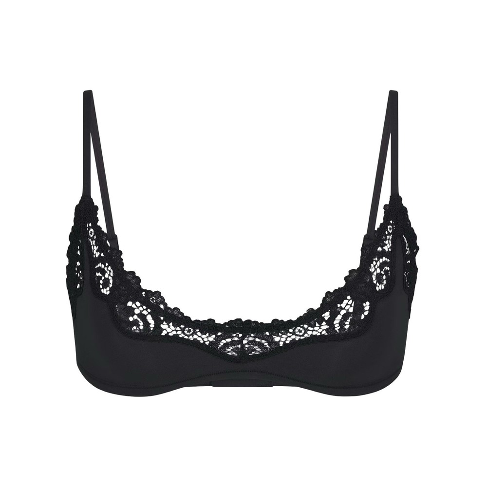 Skims Fits Everybody Lace Scoop Bralette - Onyx Black - NWOT - Small